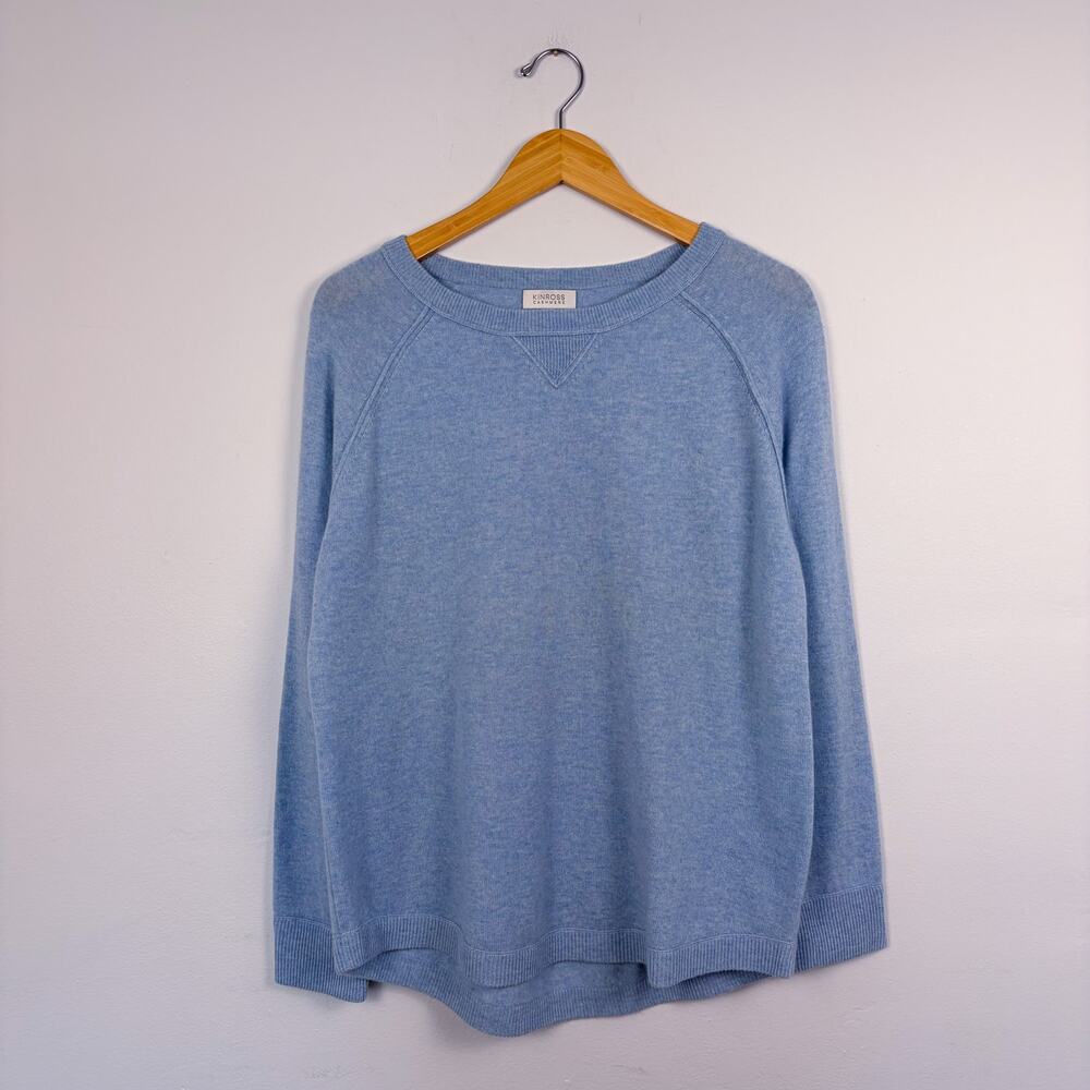 Kinross Cashmere Crew Neck Sweater Baby Blue Small